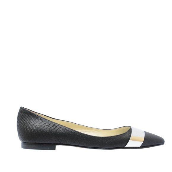 Pearl Embossed Snakeskin Ballet Flats - Picture 1 of 4